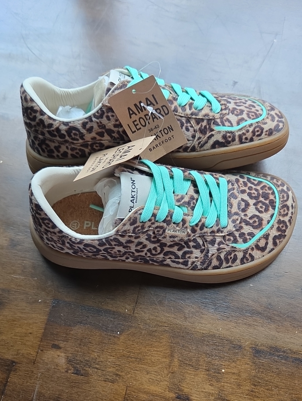 Plaxton Amal Leopard Women's Leopard Print Sneakers with Aqua Laces